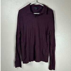 Vince Merino Wool Sweater Size Medium Maroon Pullover Knit Jumper TINY FLAW